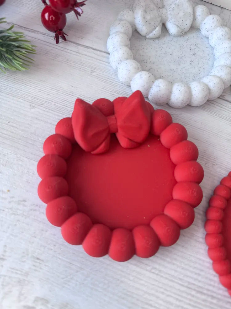 Bow Wreath Christmas Coaster