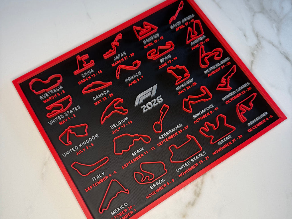 F1 2026 Season Track Calendar Plaque