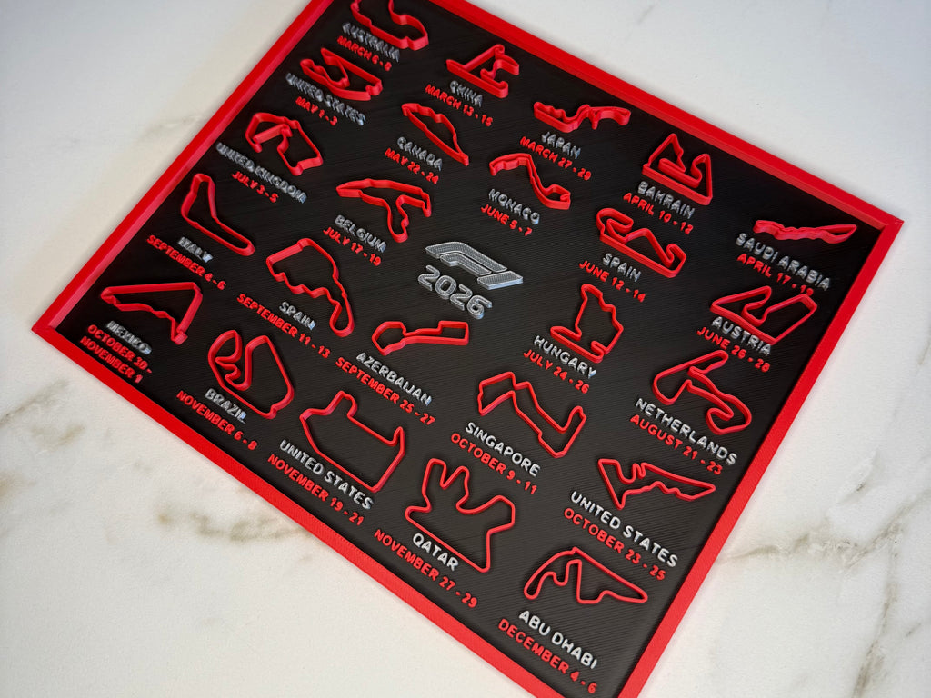 F1 2026 Season Track Calendar Plaque