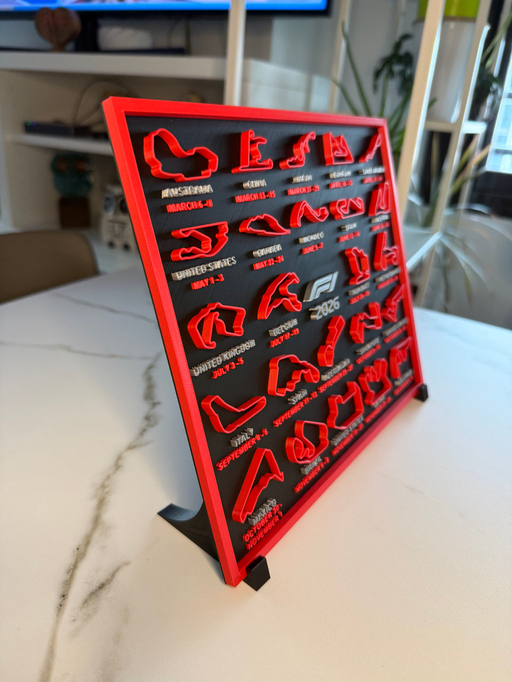F1 2026 Season Track Calendar Plaque